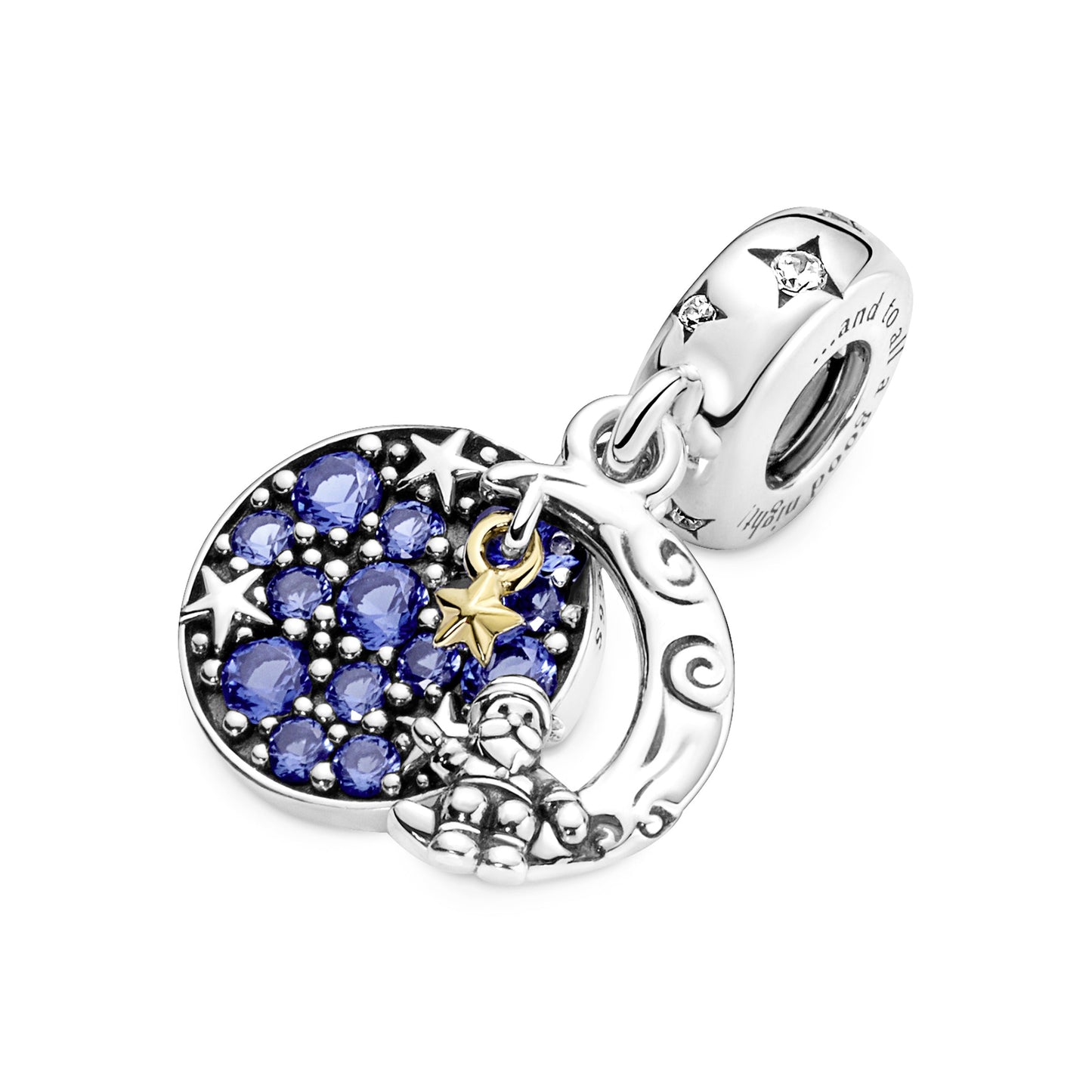 Santa Claus On The Moon Double Dangle Charm