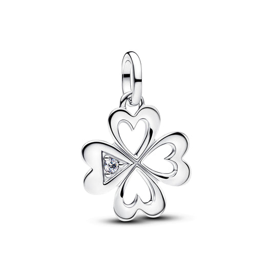 Heart Four-Leaf Clover Medallion Charm