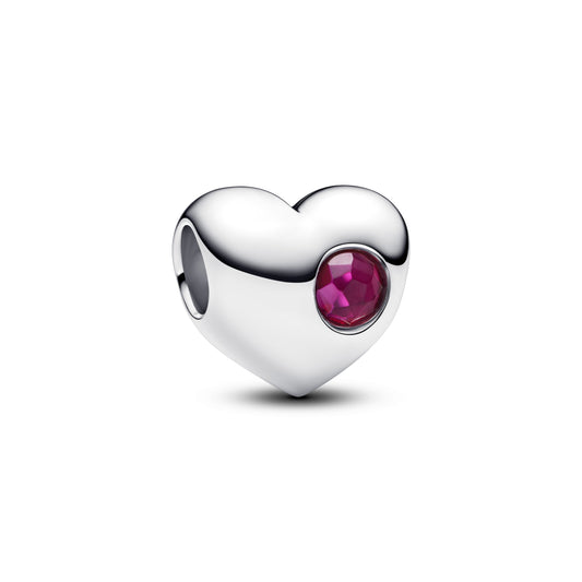Engravable True Red Stone Heart Charm