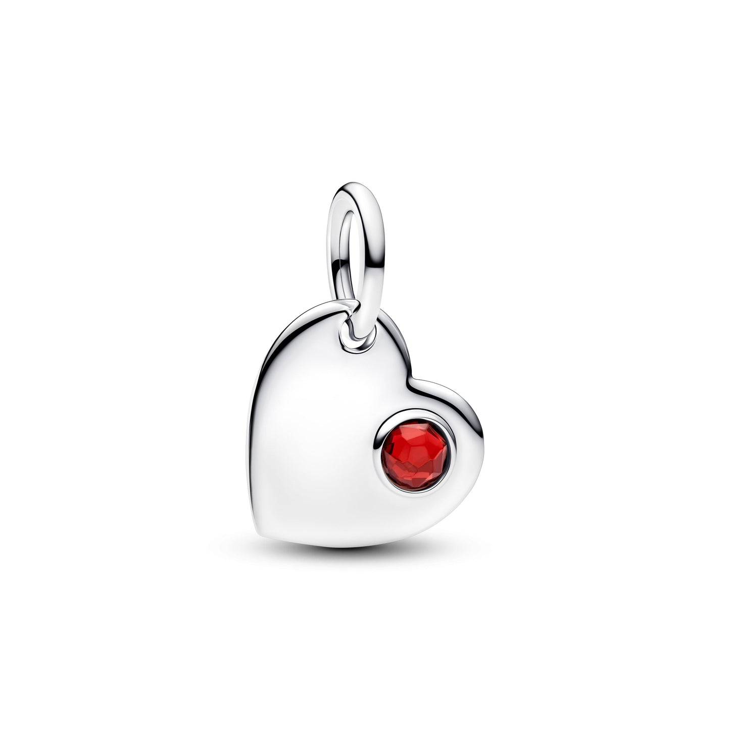 Engravable Heart Red Stone Dangle Charm