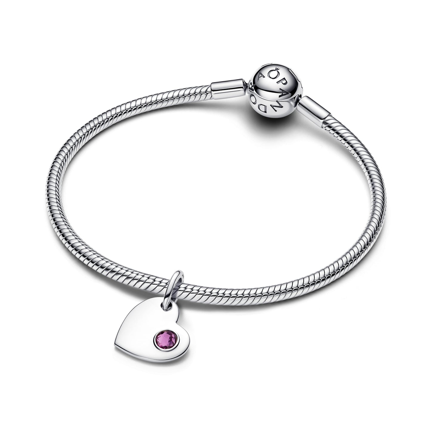 Engravable Heart Purple Stone Dangle Charm