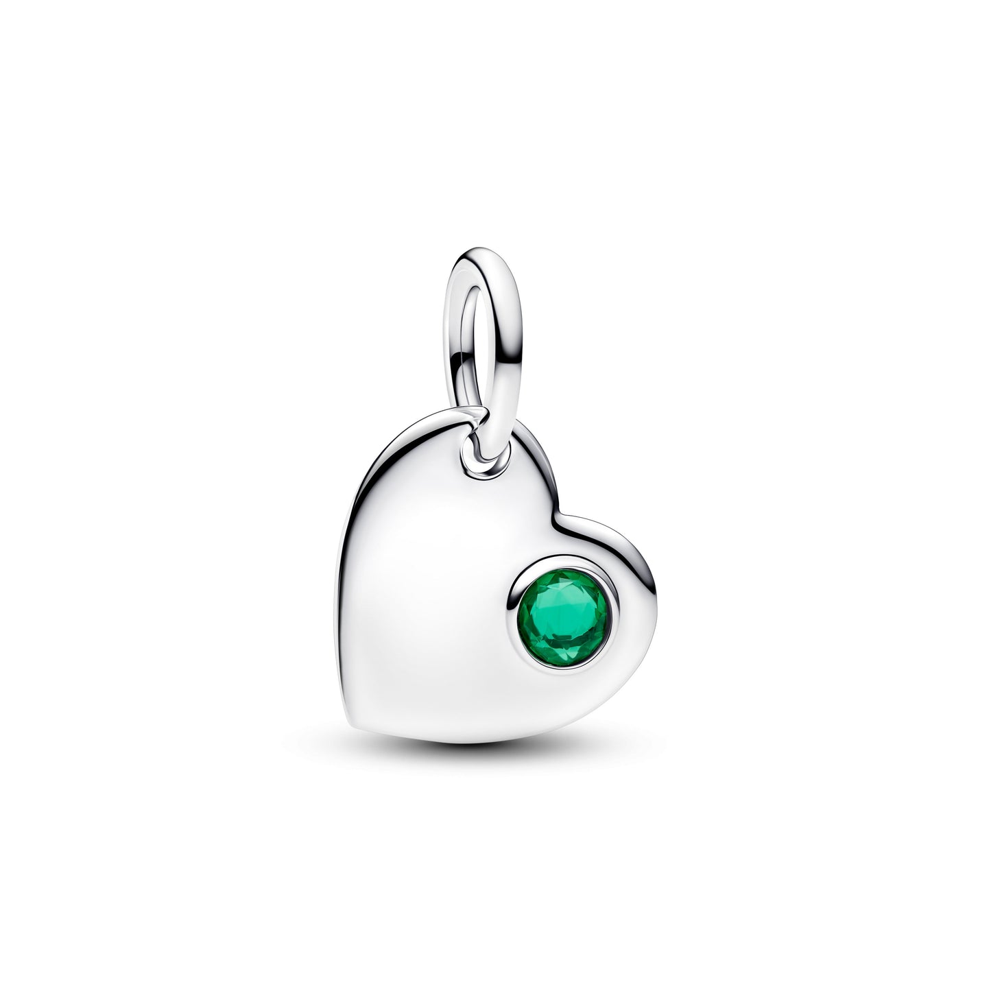 May Engravable Heart Green Stone Dangle Charm
