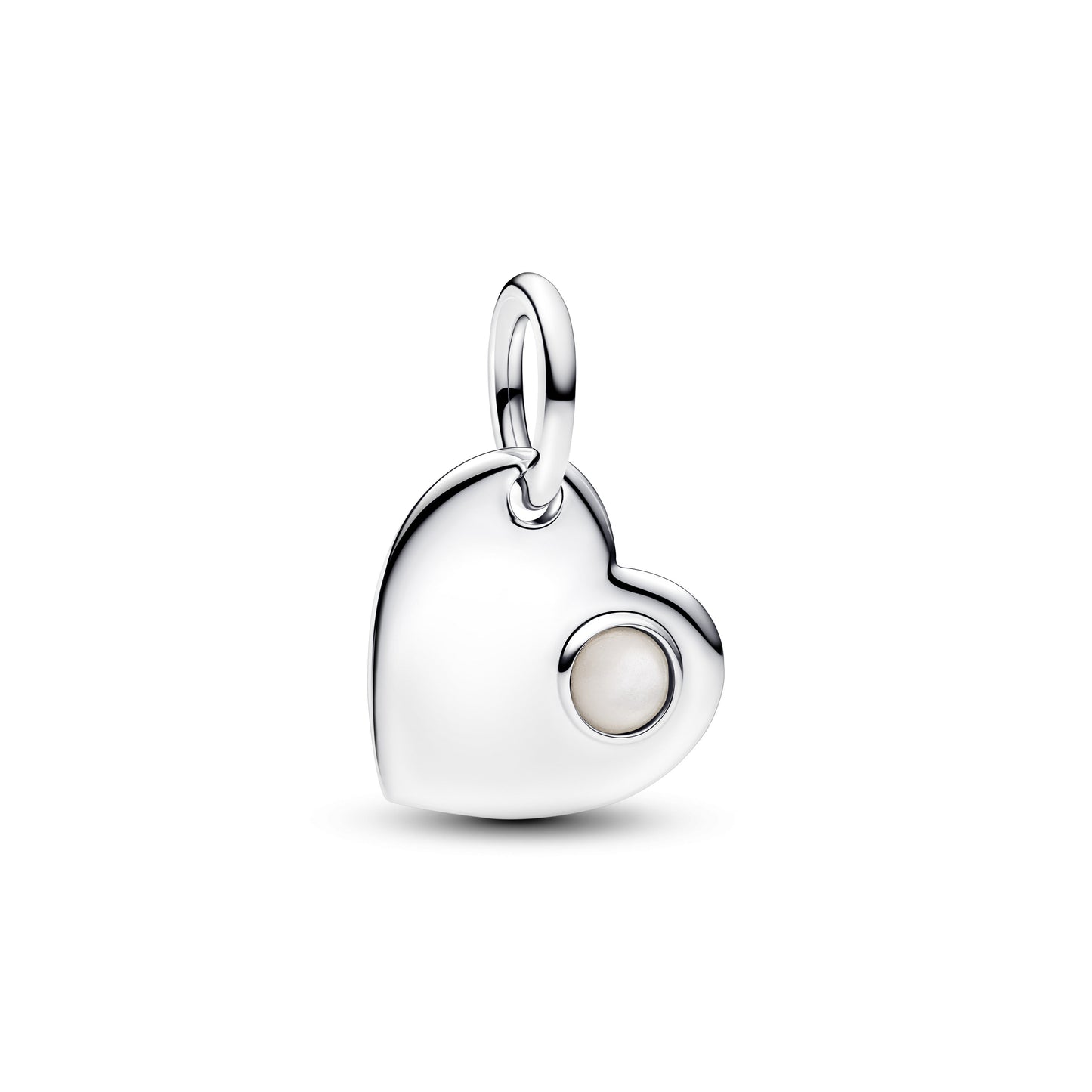 June Engravable Heart White Stone Dangle Charm