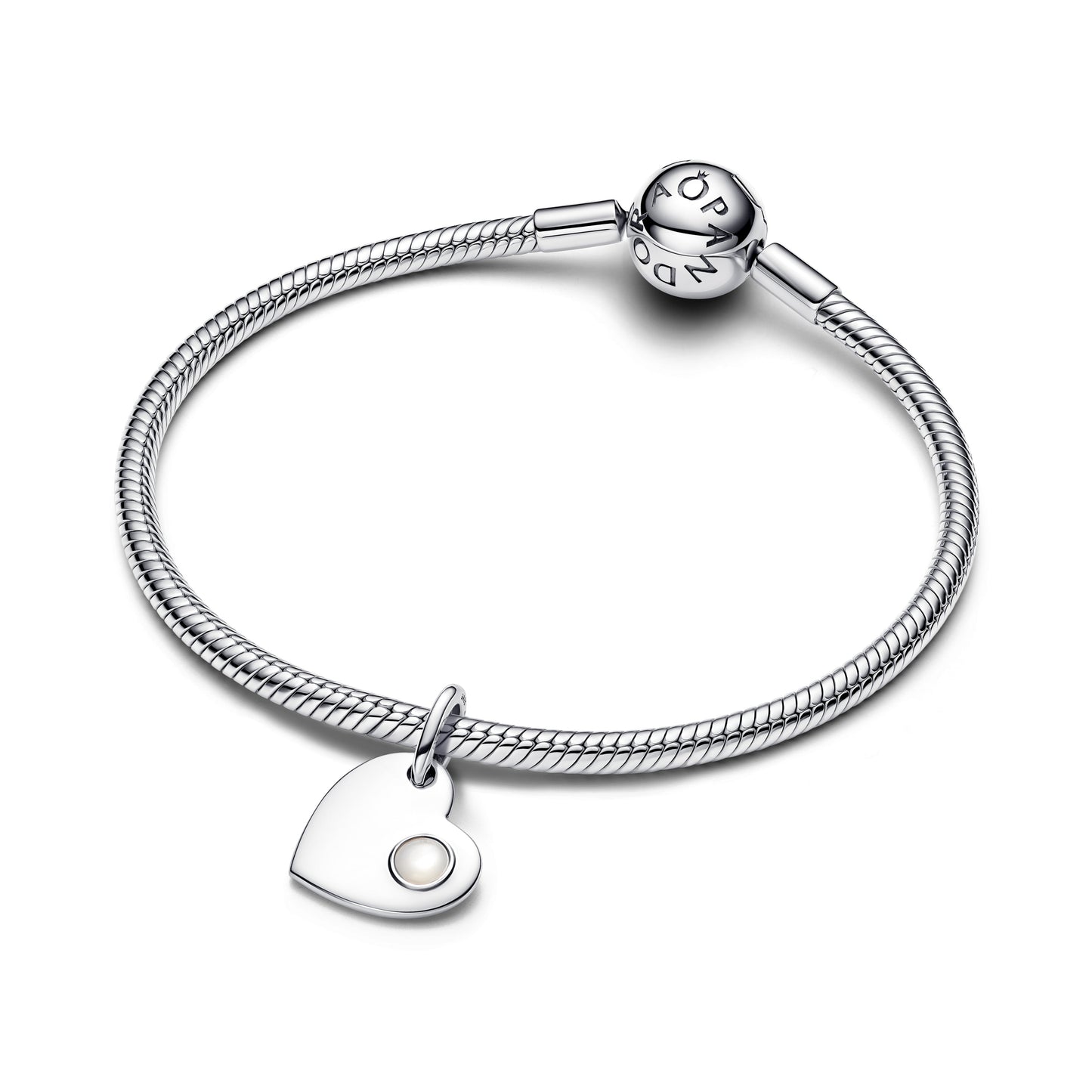 June Engravable Heart White Stone Dangle Charm