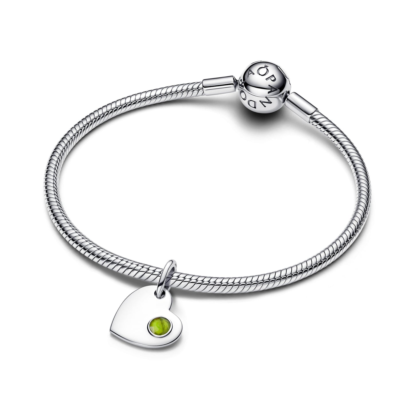August Engravable Heart Spring Green Stone Dangle Charm