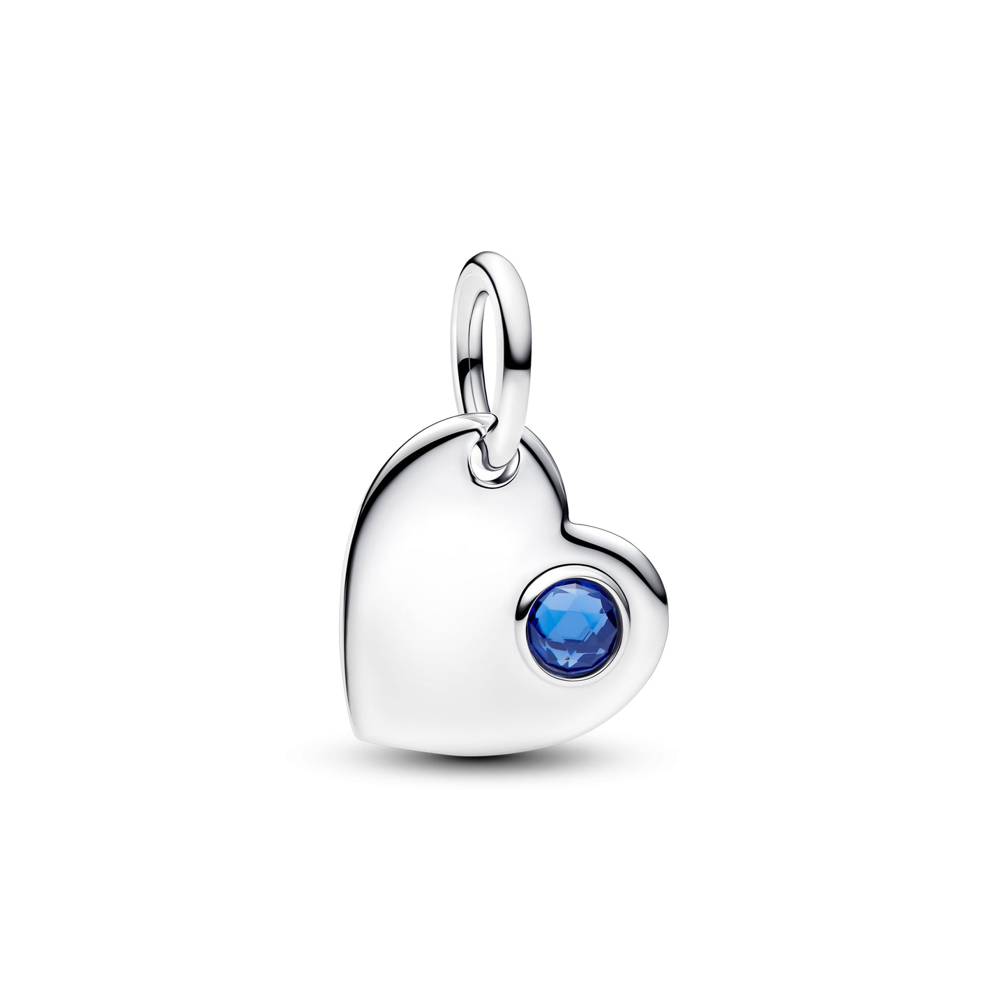 September Engravable Heart Blue Stone Dangle Charm