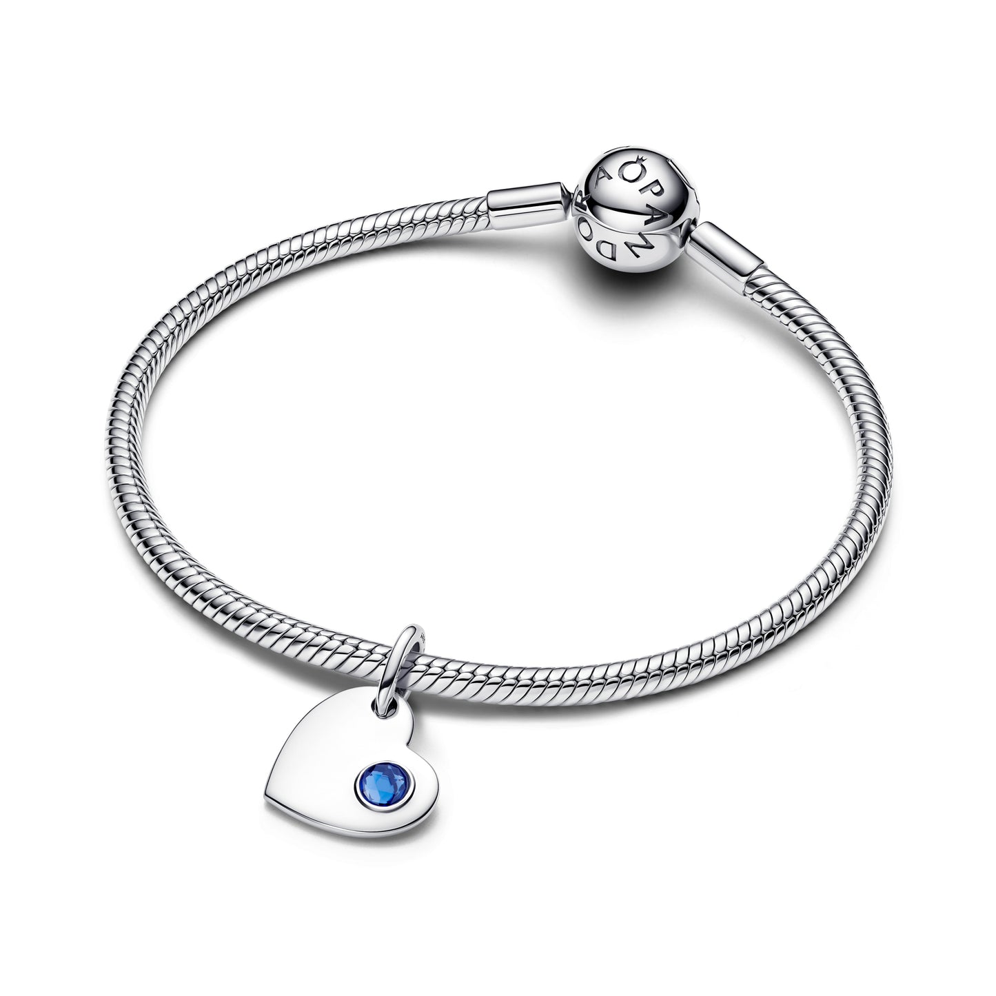 September Engravable Heart Blue Stone Dangle Charm
