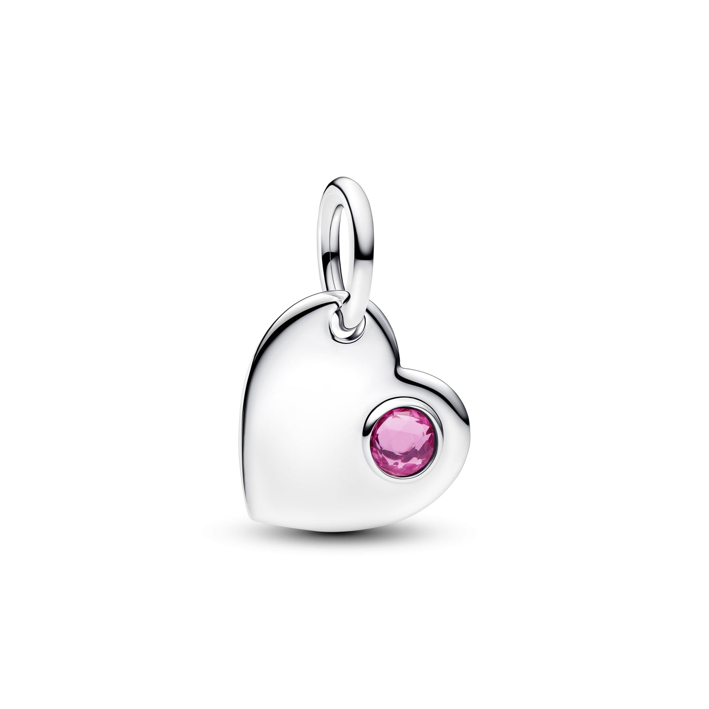 Engravable Heart Pink Stone Dangle Charm
