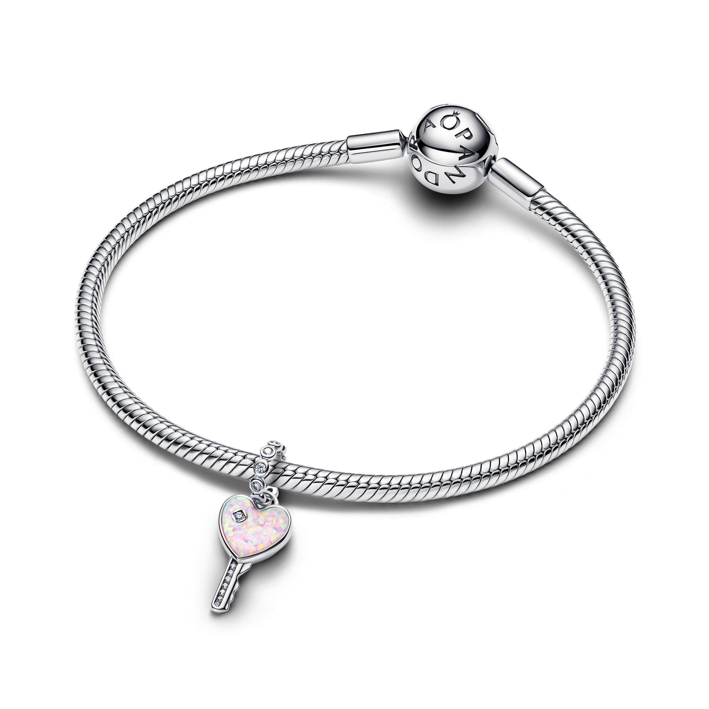 Opalescent Heart Key Dangle Charm