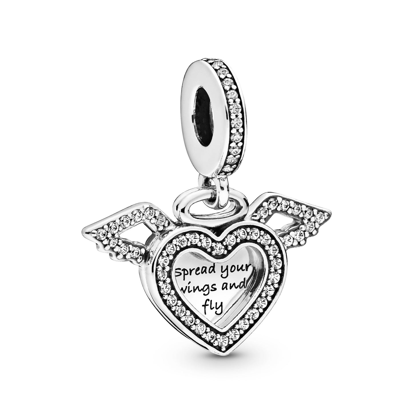 Heart & Angel Wings Dangle Charm