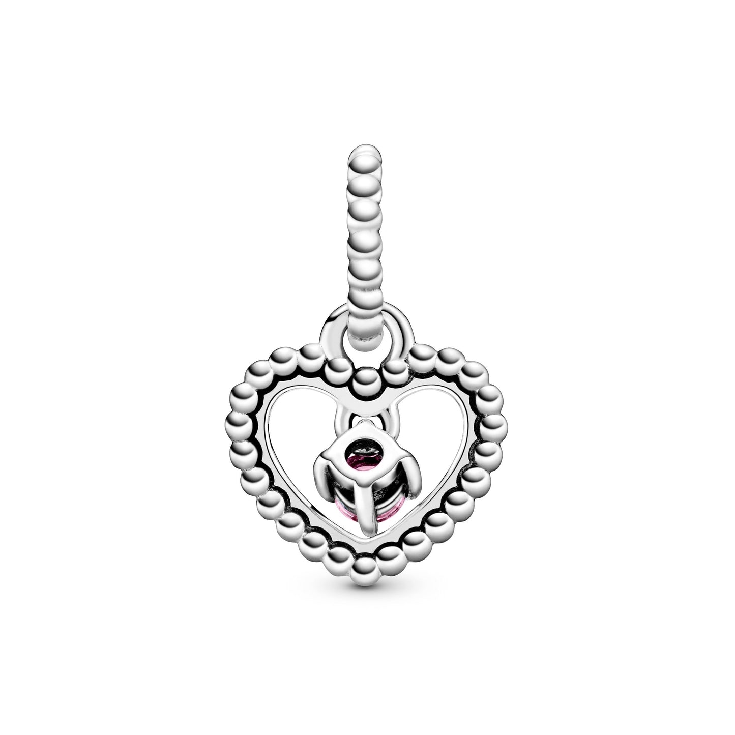 Blazing Red Beaded Heart Dangle Charm