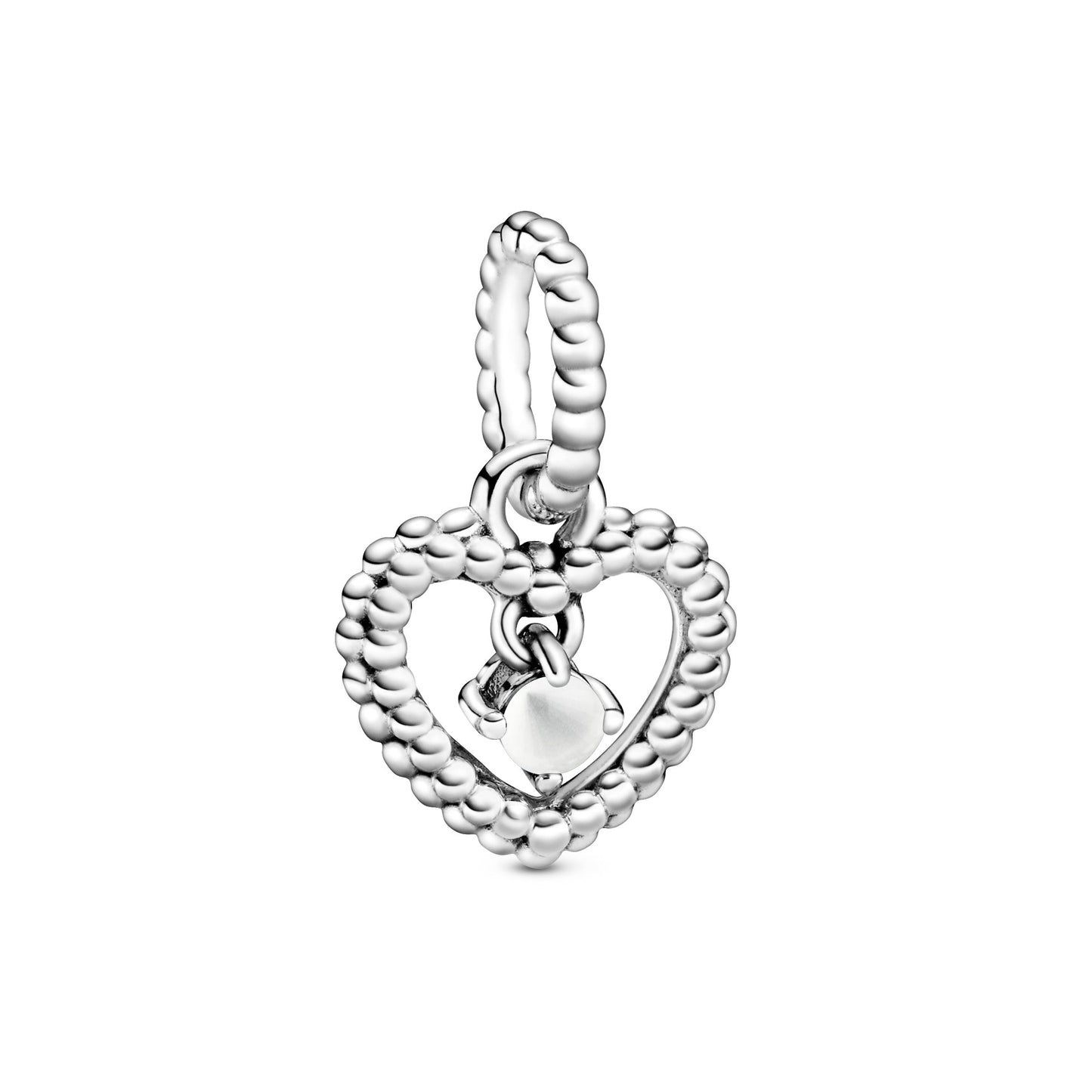 Milky White Beaded Heart Dangle Charm