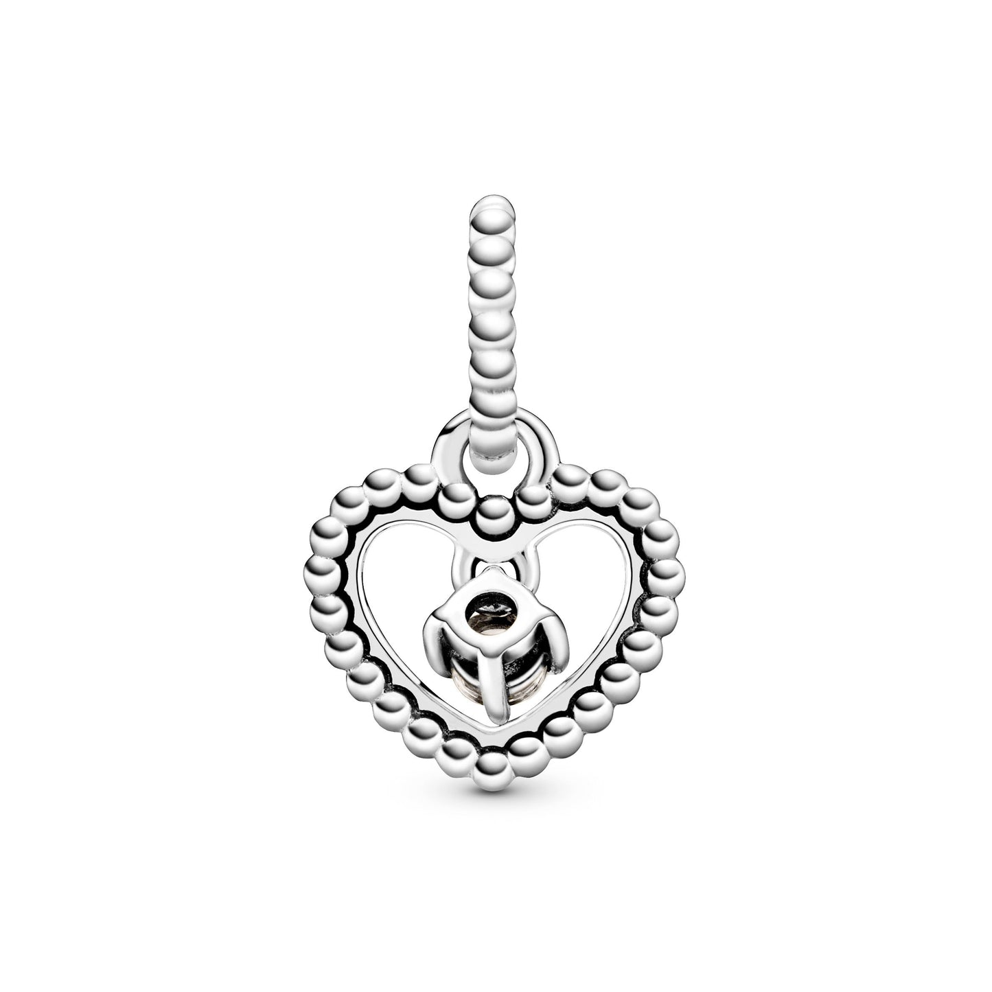 Misty Rose Beaded Heart Dangle Charm