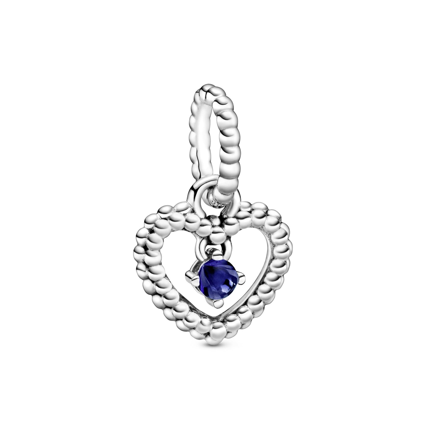 Sea Blue Beaded Heart Dangle Charm