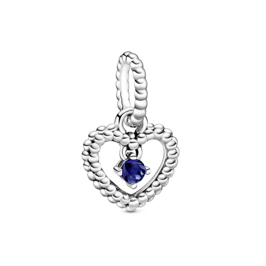 Sea Blue Beaded Heart Dangle Charm